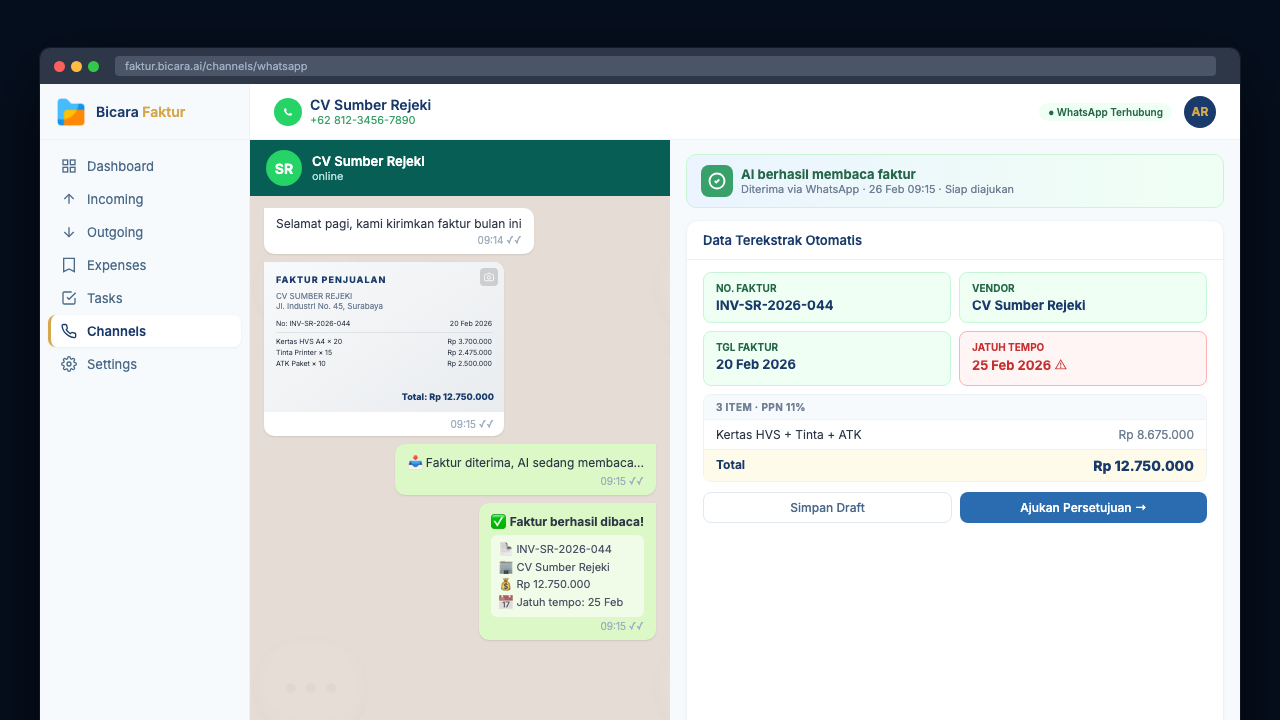 Bicara Faktur — WhatsApp AI Extraction