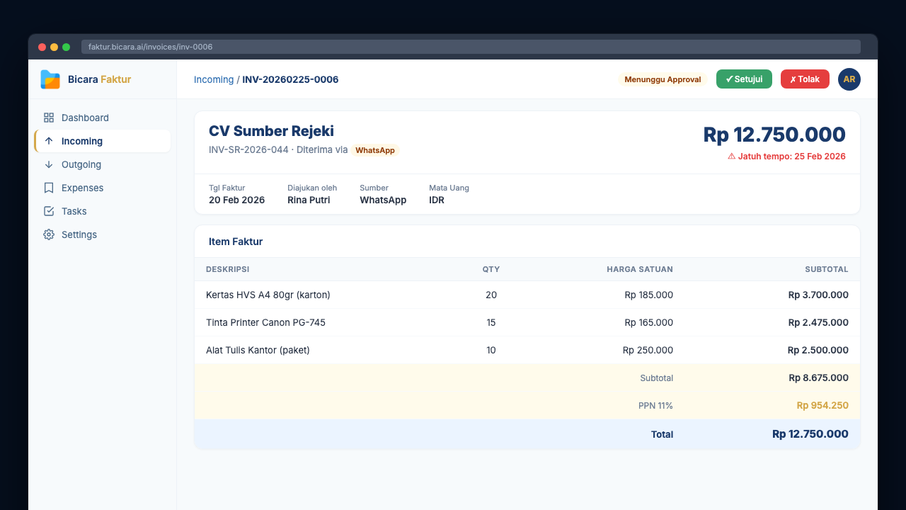 Bicara Faktur — Detail & Approval