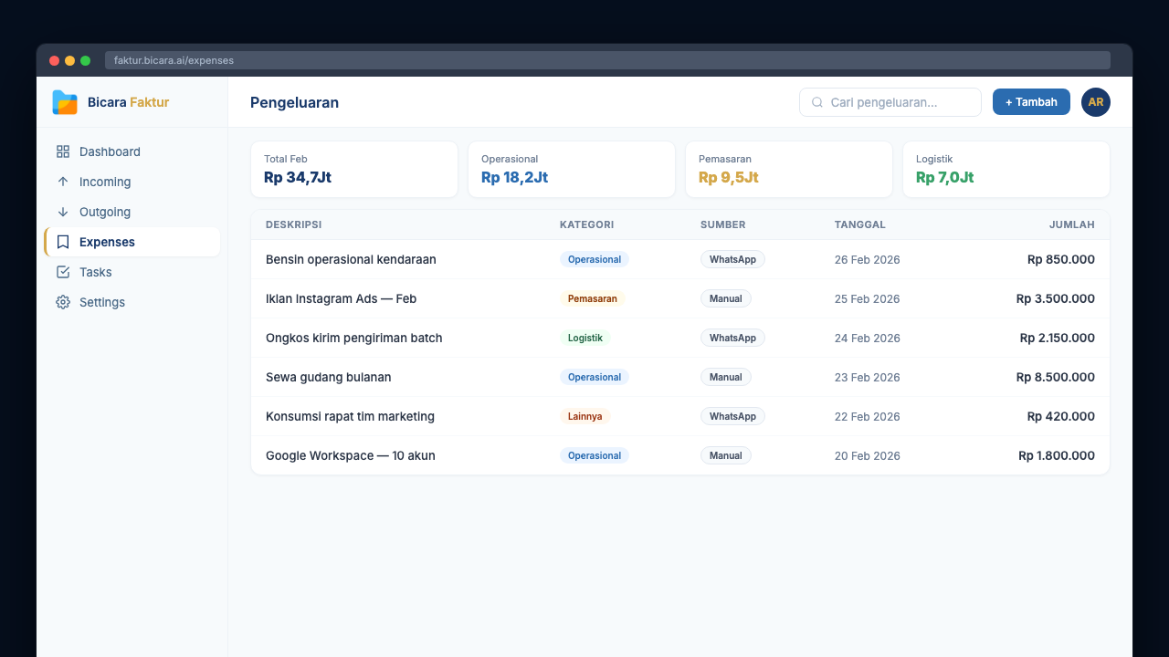 Bicara Faktur — Rekap Pengeluaran